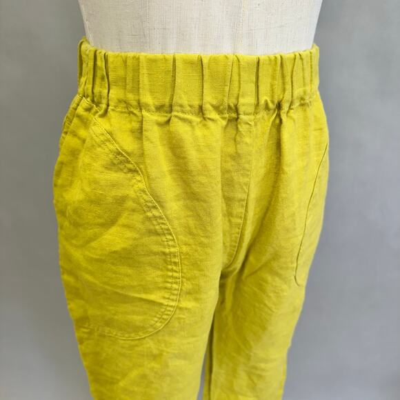 Not Perfect Linen Genova tapered linen Pants Chartreuse size small - Picture 5 of 13